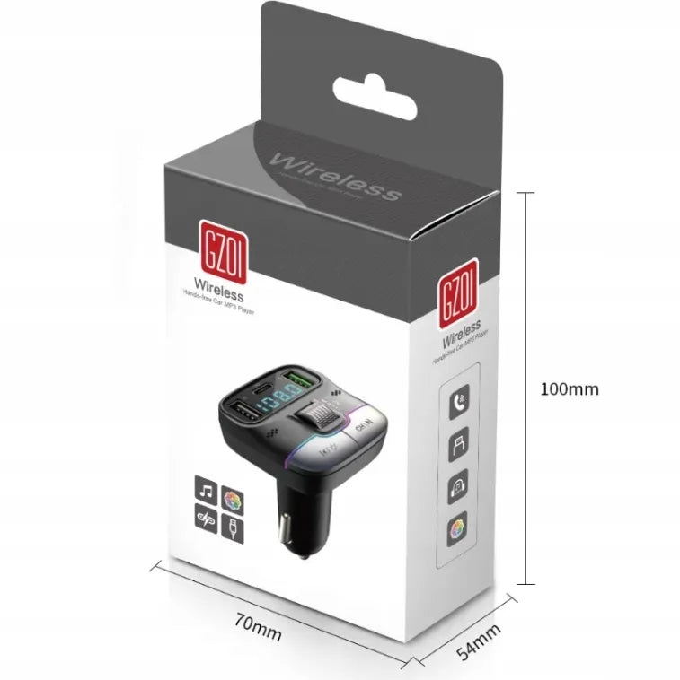 Automobilinis „Bluetooth 5.4“ siųstuvas, USB įkroviklis PD 25W QC 18W 12-24V
