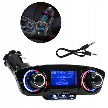 Automobilinis Bluetooth FM siųstuvas adapteris su 2USB įkrovikliu