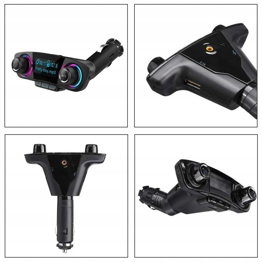 Automobilinis Bluetooth FM siųstuvas adapteris su 2USB įkrovikliu