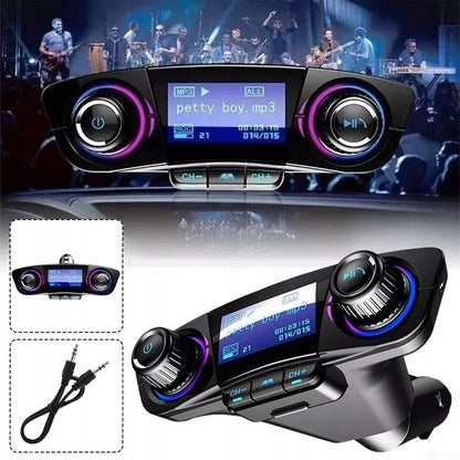Automobilinis Bluetooth FM siųstuvas adapteris su 2USB įkrovikliu