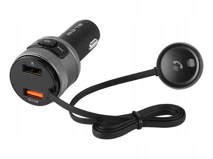 Automobilinis BLUETOOTH FM siųstuvas, įkroviklis ir laisvų rankų įranga su USB QC3.0