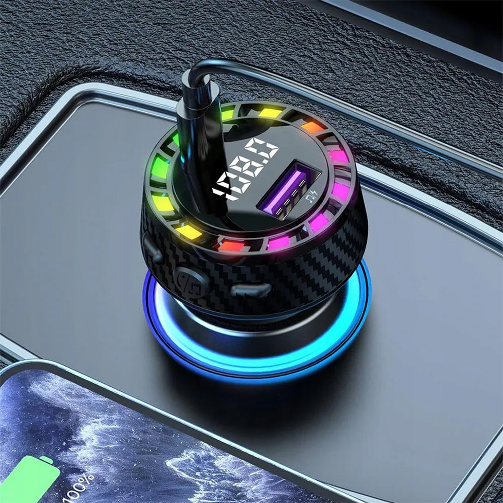 Automobilinis „Bluetooth“ FM siųstuvas, MP3 grotuvas, USB-C