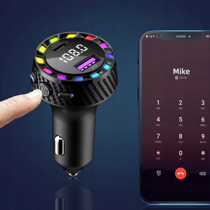 Automobilinis „Bluetooth“ FM siųstuvas, MP3 grotuvas, USB-C