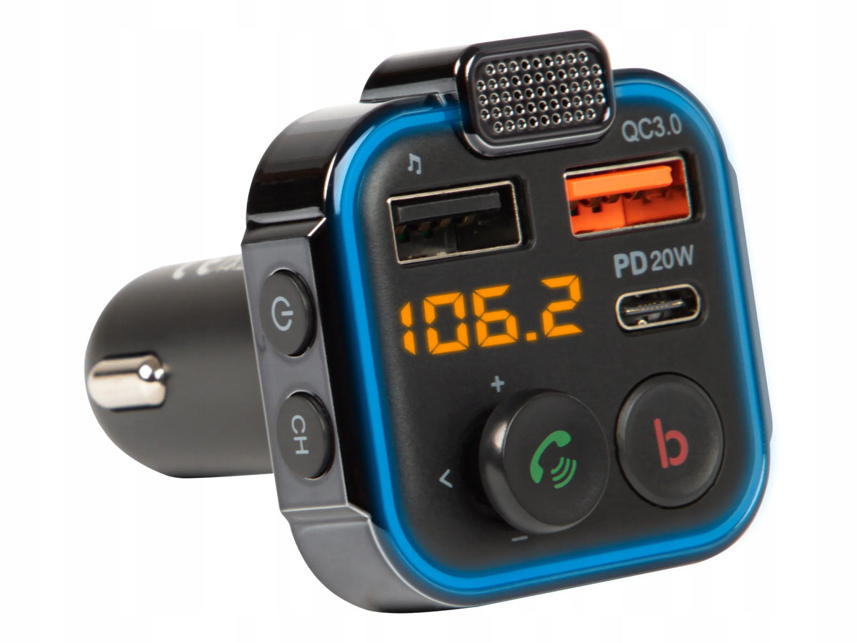 Automobilinis „Bluetooth“ FM siųstuvas P5 su 3x USB QC greituoju įkrovikliu