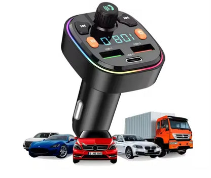 Automobilinis „Bluetooth FM“ siųstuvas su laisvų rankų įranga ir greitojo įkrovimo funkcija