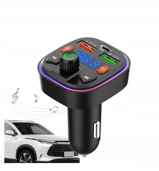 Automobilinis „Bluetooth FM“ siųstuvas su laisvų rankų įranga ir greitojo įkrovimo funkcija
