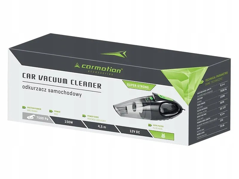 Automobilinis dulkių siurblys 12V 150W / 7500 Pa, su LED žibintuvėliu