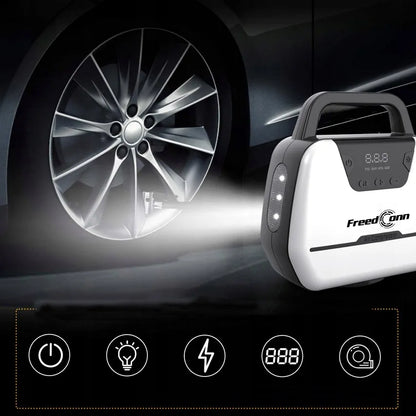Automobilinis dviračių kompresorius 12V / 230V pompa oro kompresorius LED LCD žibintuvėlis