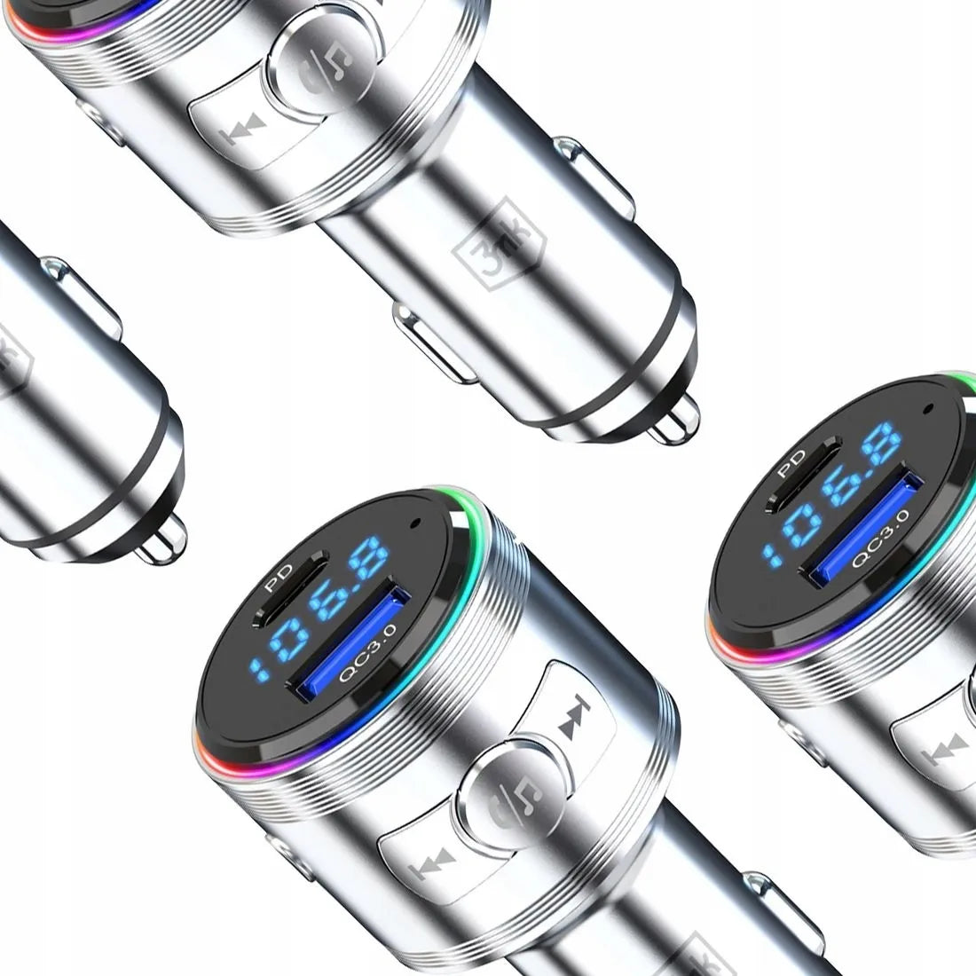Automobilinis FM Bluetooth siųstuvas 3mk Hyper Car Power, USB-A ir USB-C greitasis įkroviklis