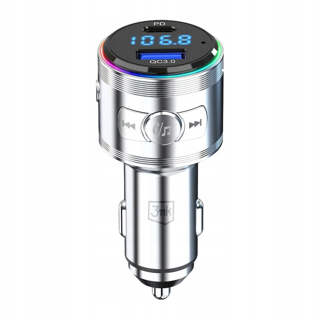 Automobilinis FM Bluetooth siųstuvas 3mk Hyper Car Power, USB-A ir USB-C greitasis įkroviklis