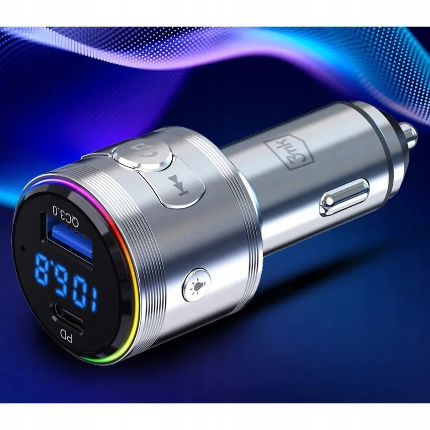 Automobilinis FM Bluetooth siųstuvas 3mk Hyper Car Power, USB-A ir USB-C greitasis įkroviklis