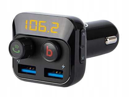 Automobilinis FM Bluetooth siųstuvas BLOW 74-153 su įkrovikliu, galingų bosų funkcija, 2xUSB ir SD kortelės jungtimi 12-24V