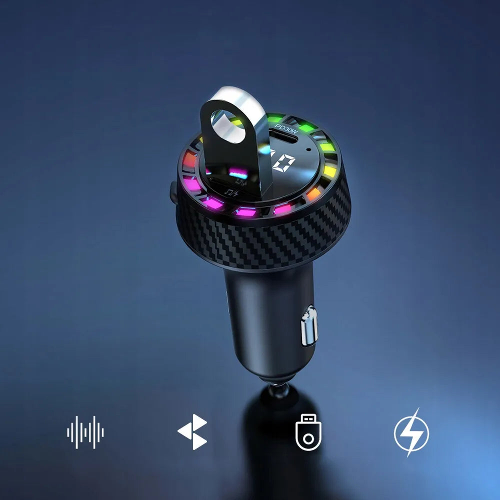 Automobilinis FM Bluetooth siųstuvas, MP3 grotuvas, USB tipo C