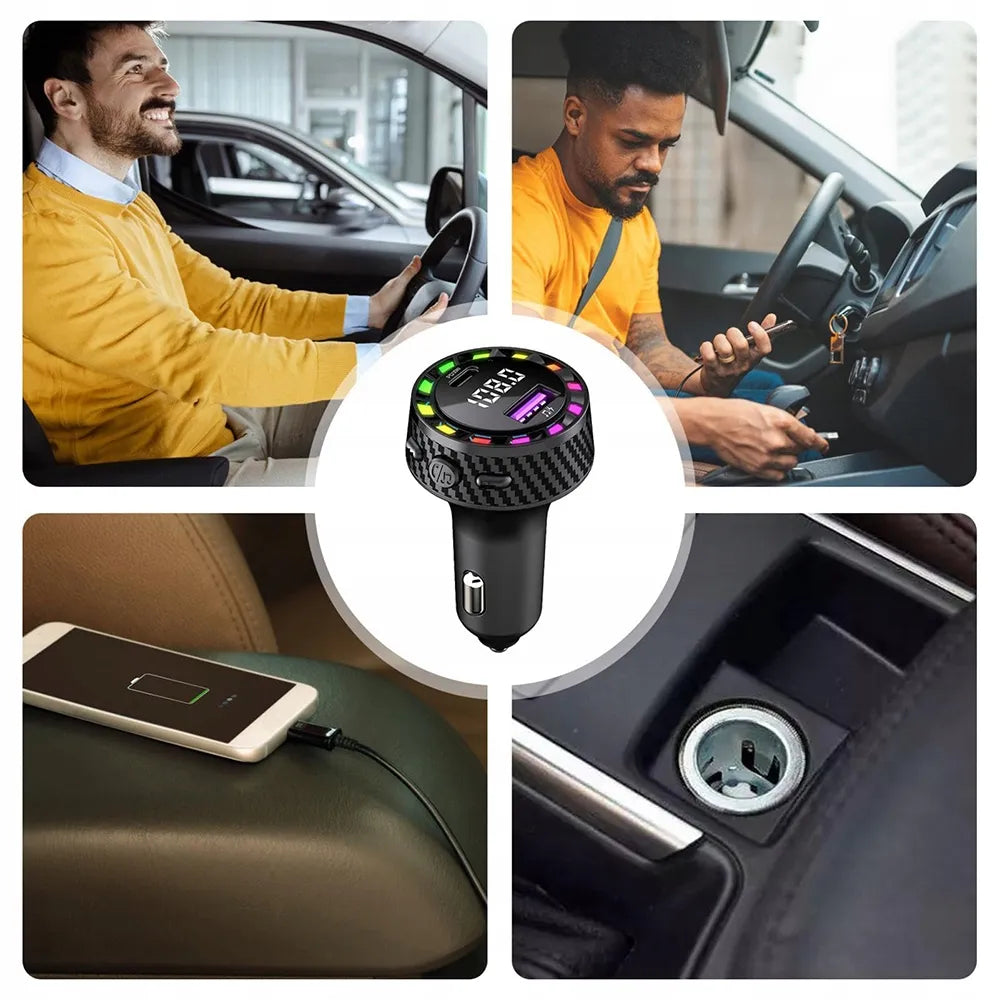 Automobilinis FM Bluetooth siųstuvas, MP3 grotuvas, USB tipo C