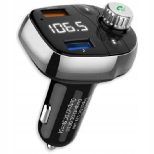 Automobilinis FM moduliatorius T62 su „Bluetooth“, MP3, USB ir „BASS“ įkrovikliu