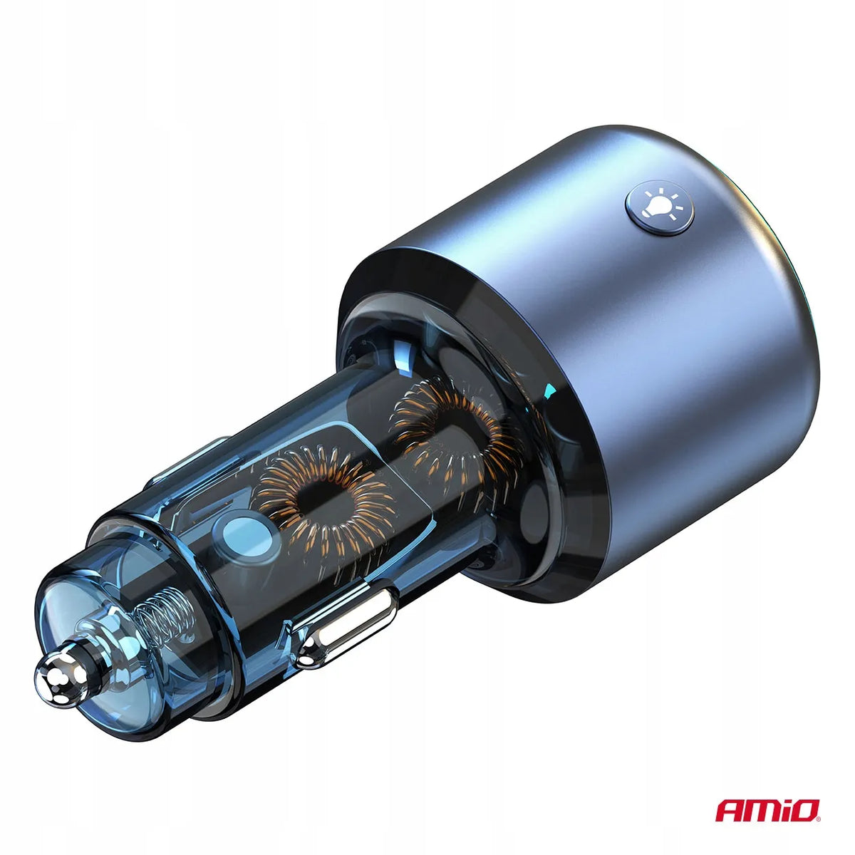 Automobilinis FM siųstuvas 1×USB-A 1×USB-C 12V 24V AMIO-04655