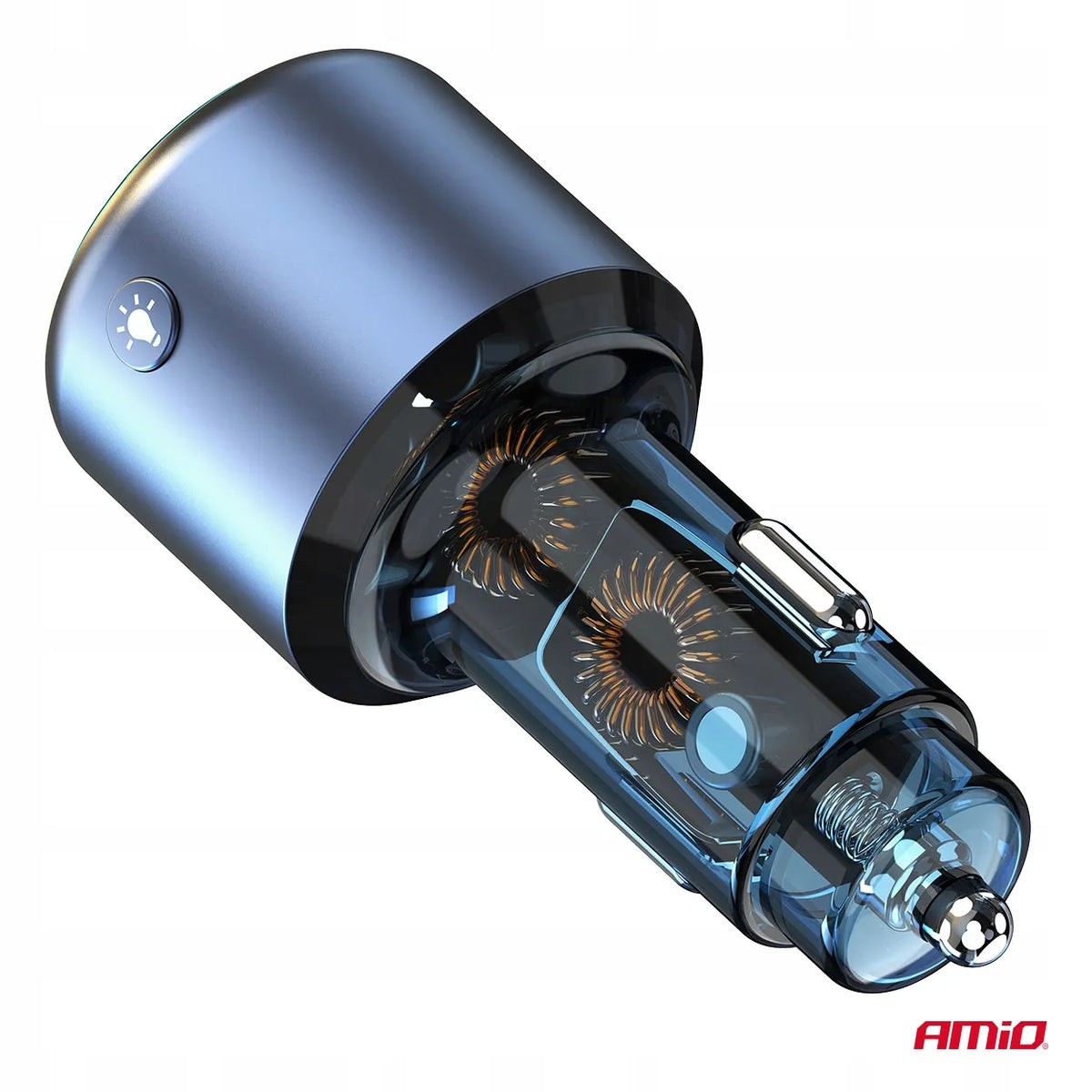 Automobilinis FM siųstuvas 1×USB-A 1×USB-C 12V 24V AMIO-04655
