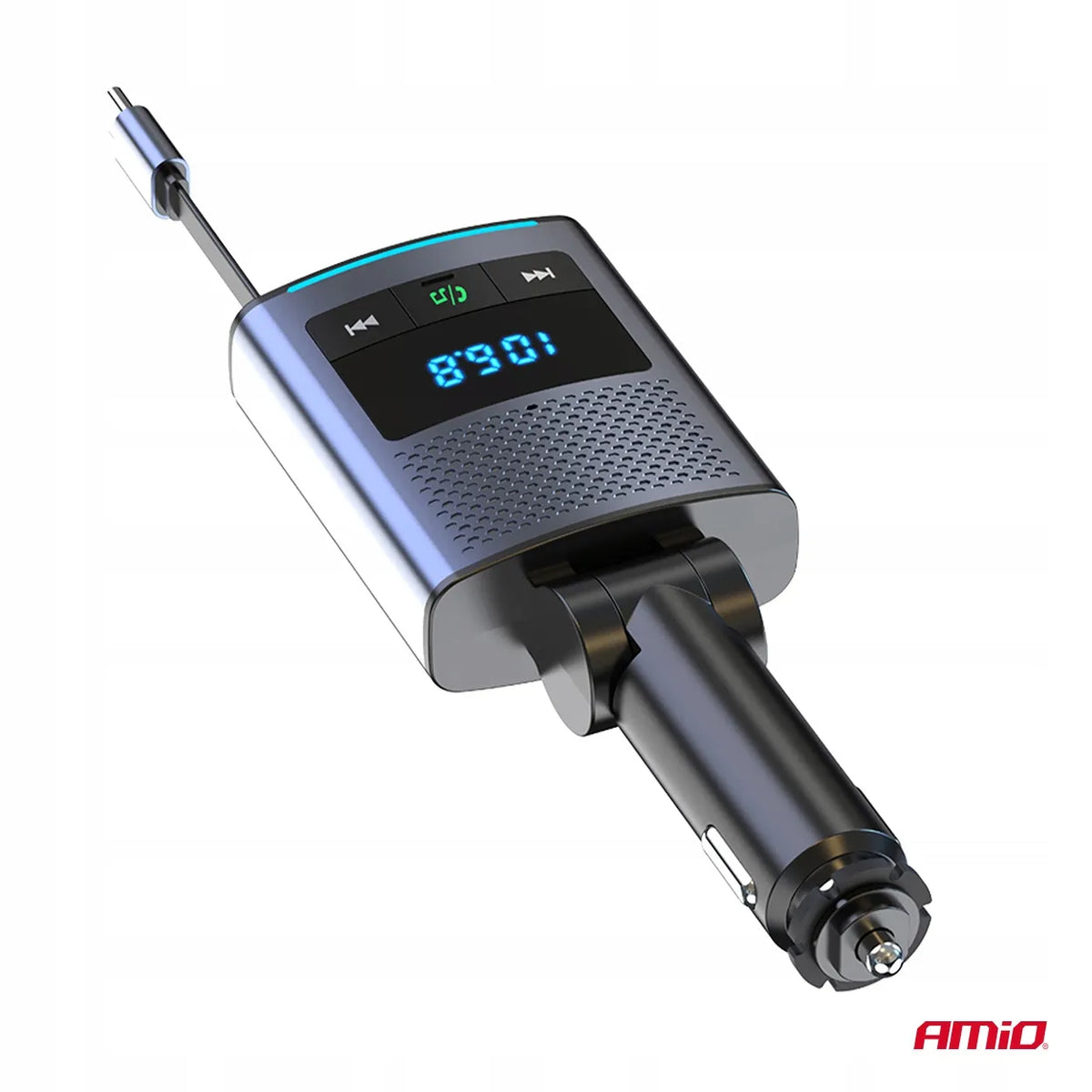 Automobilinis FM siųstuvas 1×USB-A 1×USB-C 12V 24V AMIO-04656