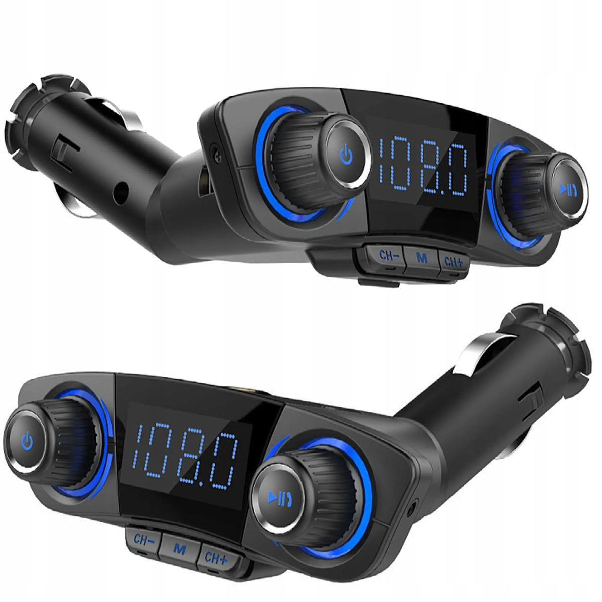 Automobilinis FM siųstuvas „Bluetooth 5.0“ su 2x USB įkrovikliu 8-viename su lanksčia jungtimi