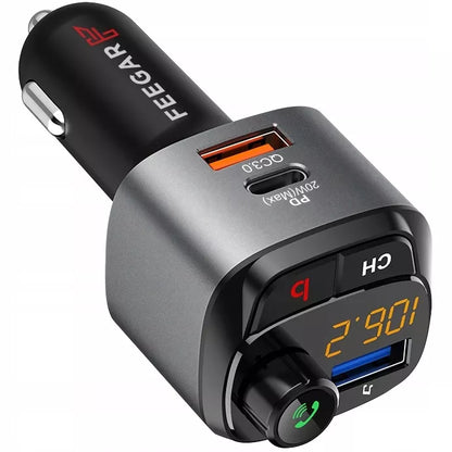 Automobilinis FM siųstuvas „Bluetooth“ Feegar su greituoju įkrovikliu QC 3.0 PD MP3 Audio USB