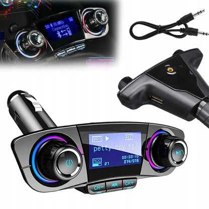 Automobilinis FM siųstuvas „Bluetooth“ su USB adapteriu mobiliajam telefonui