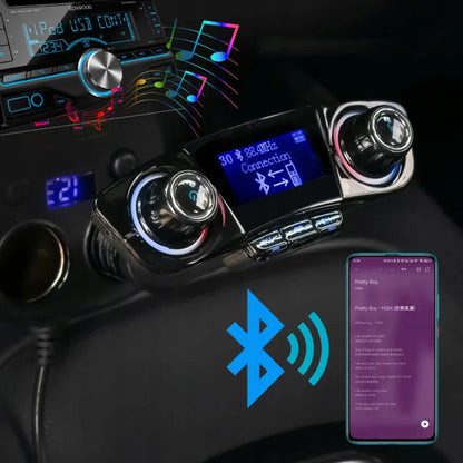 Automobilinis FM siųstuvas „Bluetooth“ su USB adapteriu mobiliajam telefonui