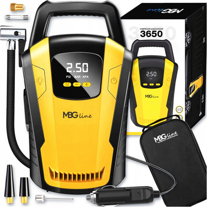 Automobilinis kompresorius 120W 12V LED LCD MBG Line 3650 35L/min + adapteris