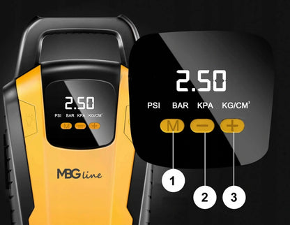 Automobilinis kompresorius 120W 12V LED LCD MBG Line 3650 35L/min + adapteris