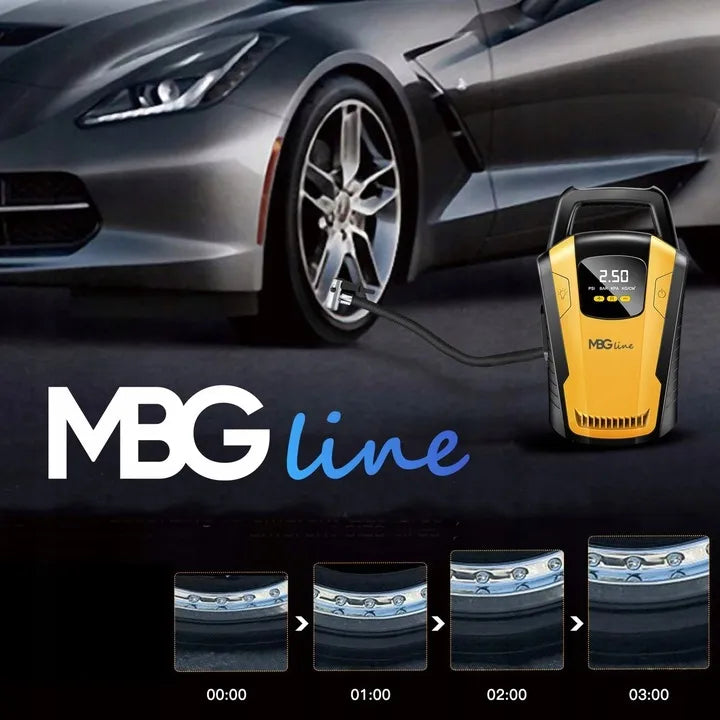 Automobilinis kompresorius 120W 12V LED LCD MBG Line 3650 35L/min + adapteris