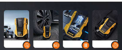 Automobilinis kompresorius 12V 230V Feegar, nešiojamas siurblys padangoms su LED