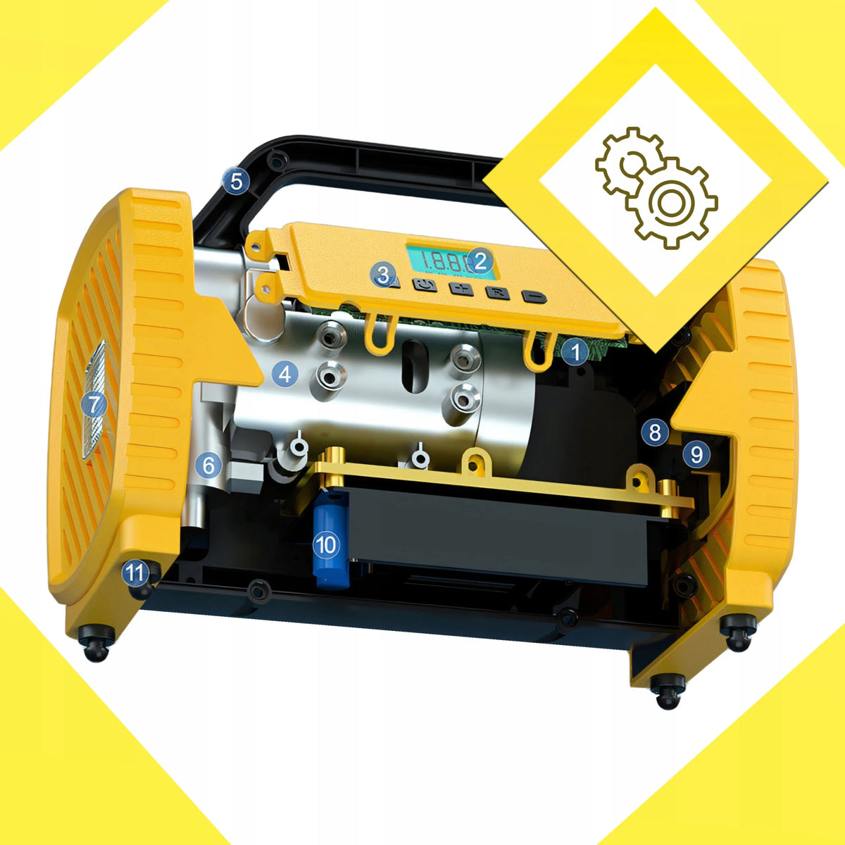 Automobilinis kompresorius 12V 230V nešiojamoji pompa be tepalo HQ oro kompresorius