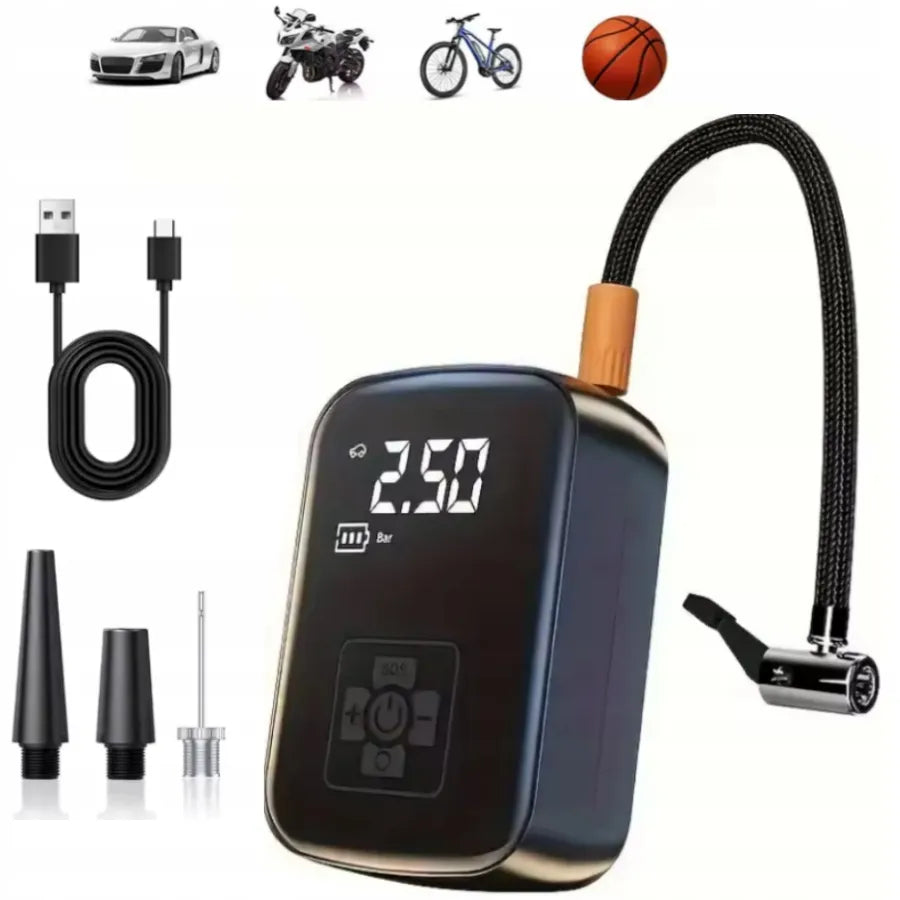 Automobilinis kompresorius 12V LCD elektrinė pompa dviračiams