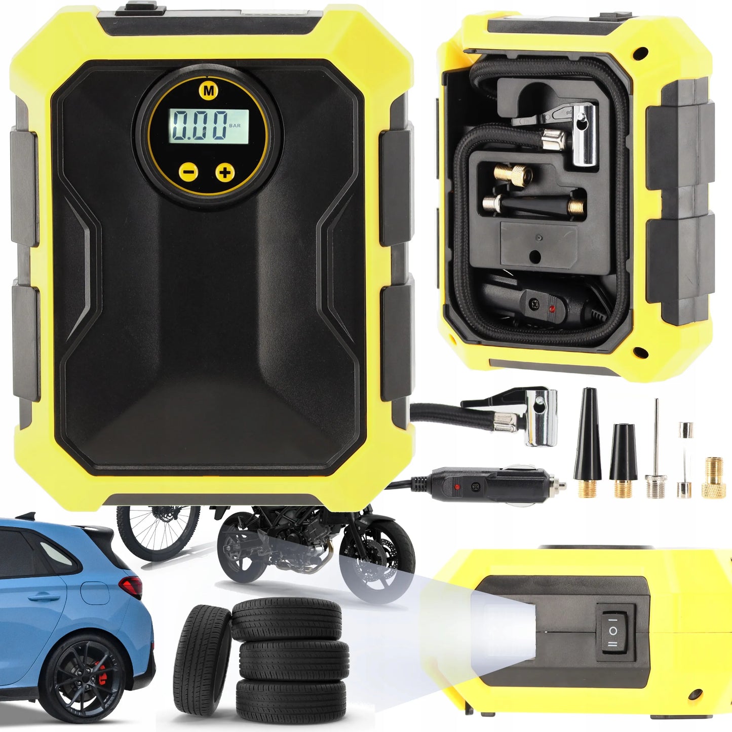 Automobilinis kompresorius Chomik 100W 12V su LED lempute