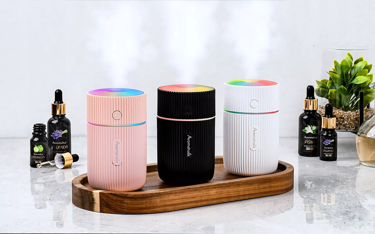 Automobilinis kvapų difuzorius, drėkintuvas, USB, eteriniai aliejai, LED