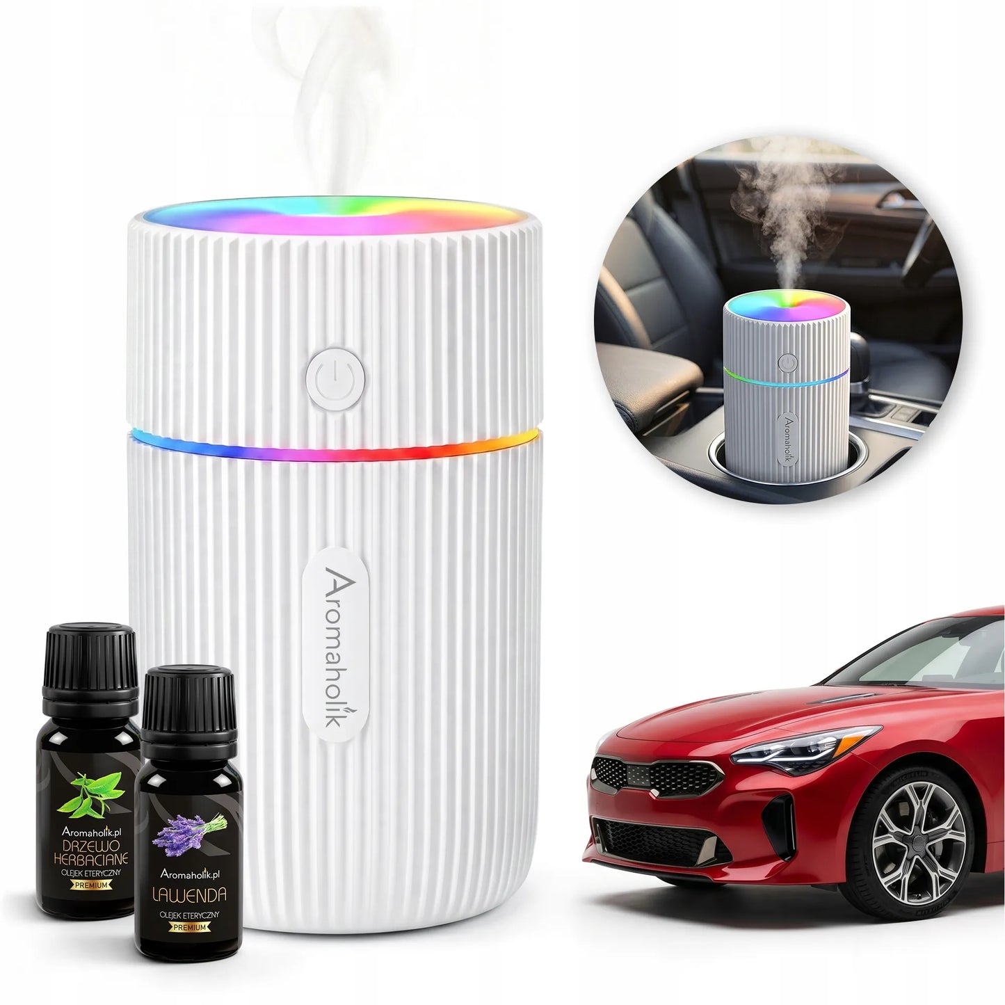 Automobilinis kvapų difuzorius ir oro drėkintuvas su USB bei RGB LED apšvietimu