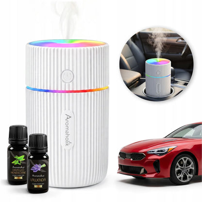 Automobilinis kvapų difuzorius ir oro drėkintuvas su USB bei RGB LED apšvietimu