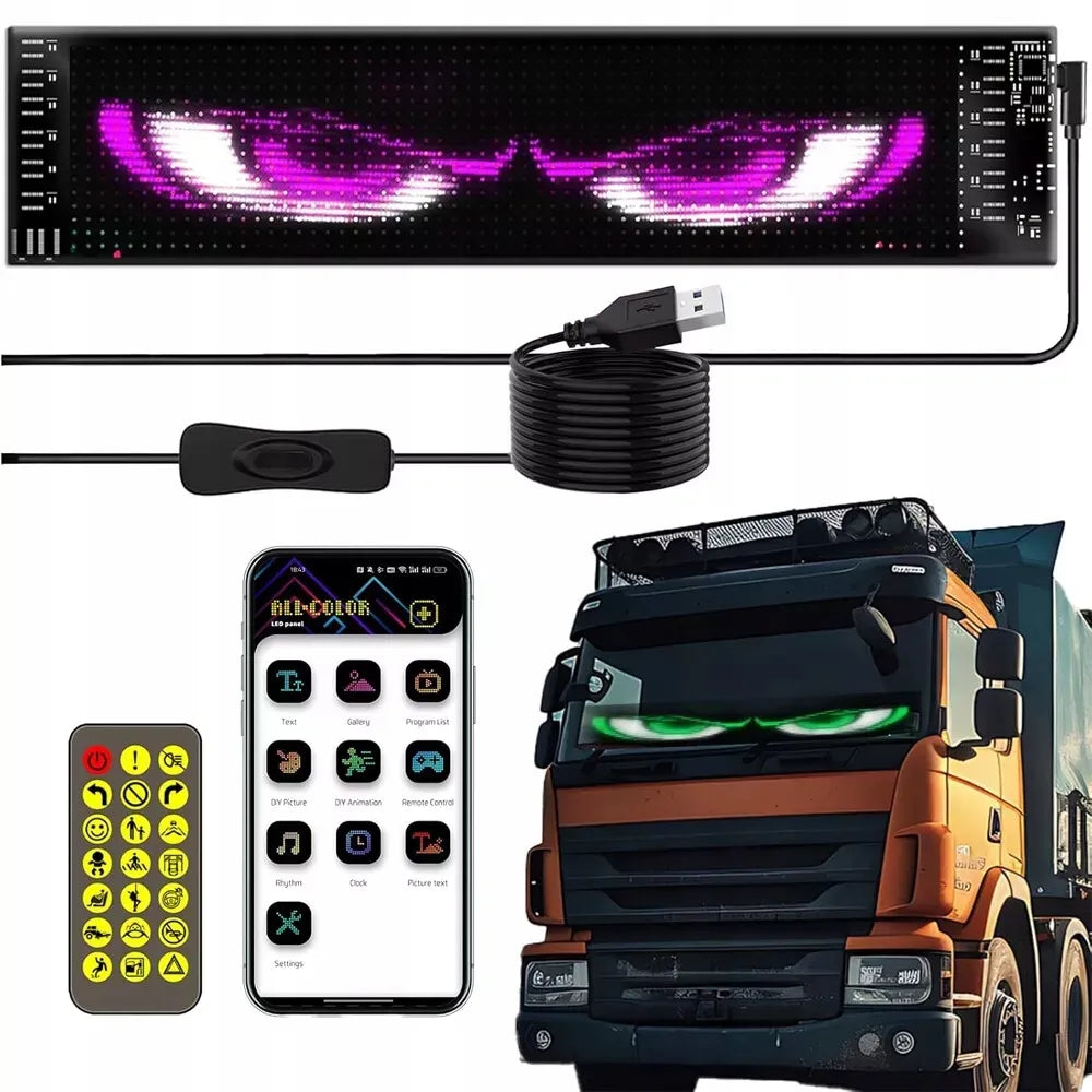 Automobilinis lankstus LED ekranas „Diabelskie oczy“, 120 × 595 mm, sunkvežimiui
