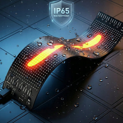 Automobilinis LED ekranas – 2 vnt. „Devil Eyes“, 59 × 12 cm, RGB matrica, USB