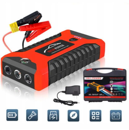 Automobilinis paleidimo įrenginys „Power Bank Jump Starter“, 12 V, LCD ekranas, 99 800 mAh