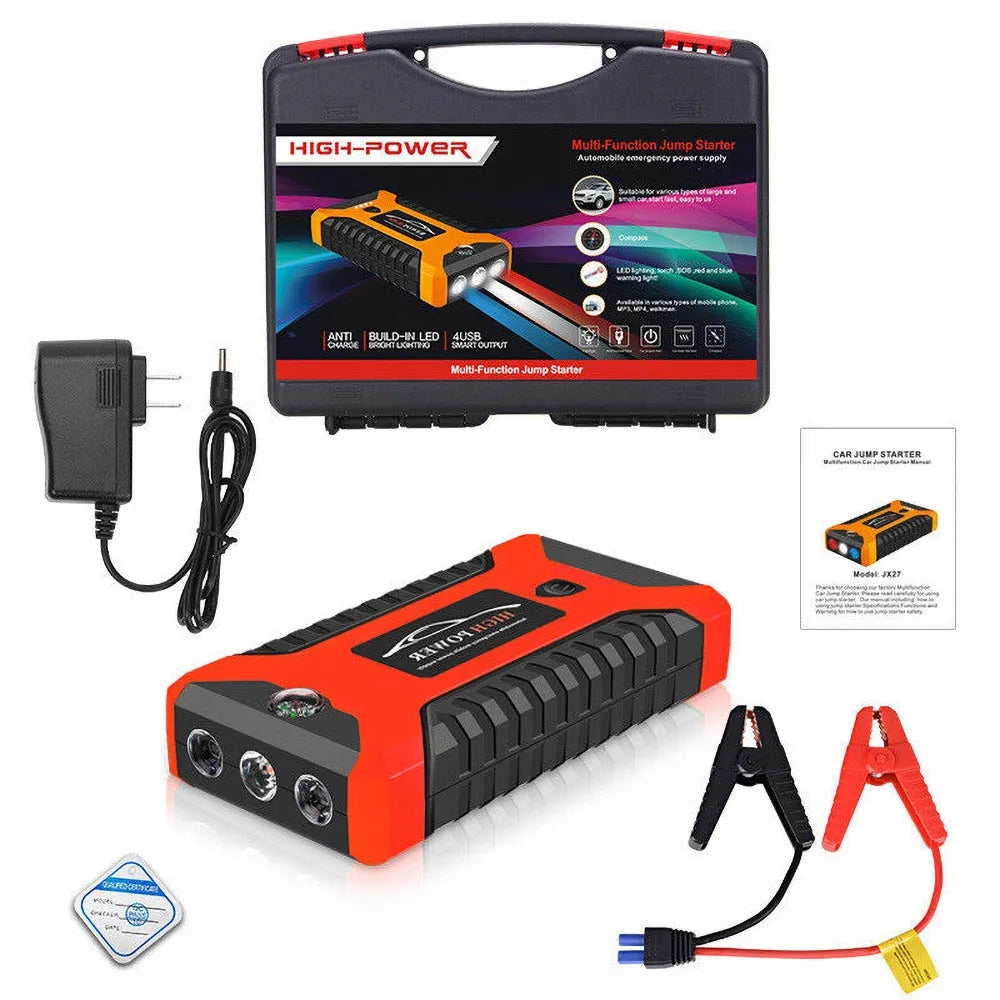 Automobilinis paleidimo įrenginys „Power Bank Jump Starter“, 12 V, LCD ekranas, 99 800 mAh