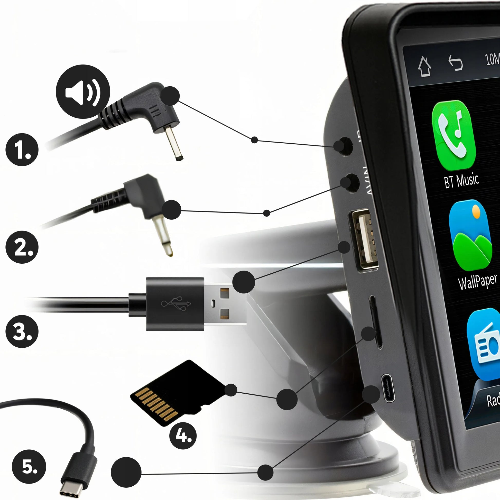 Automobilinis radijas 7 colių Android Apple CarPlay atbulinės eigos kamera multimedija