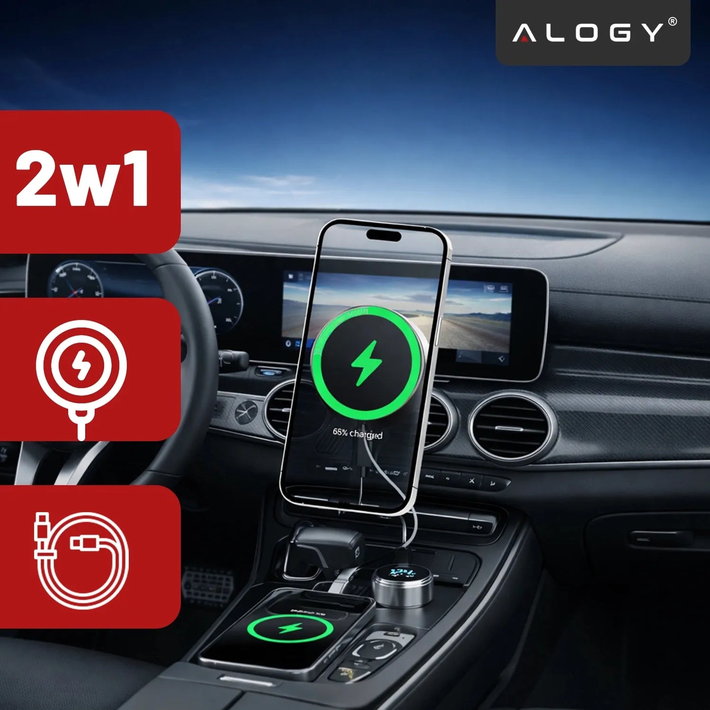 Automobilinis telefono laikiklis su 15W MagSafe belaidžio įkrovimo funkcija - tvirtinamas prie ventiliacijos grotelių