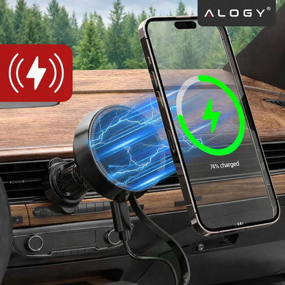 Automobilinis telefono laikiklis su 15W MagSafe belaidžio įkrovimo funkcija - tvirtinamas prie ventiliacijos grotelių