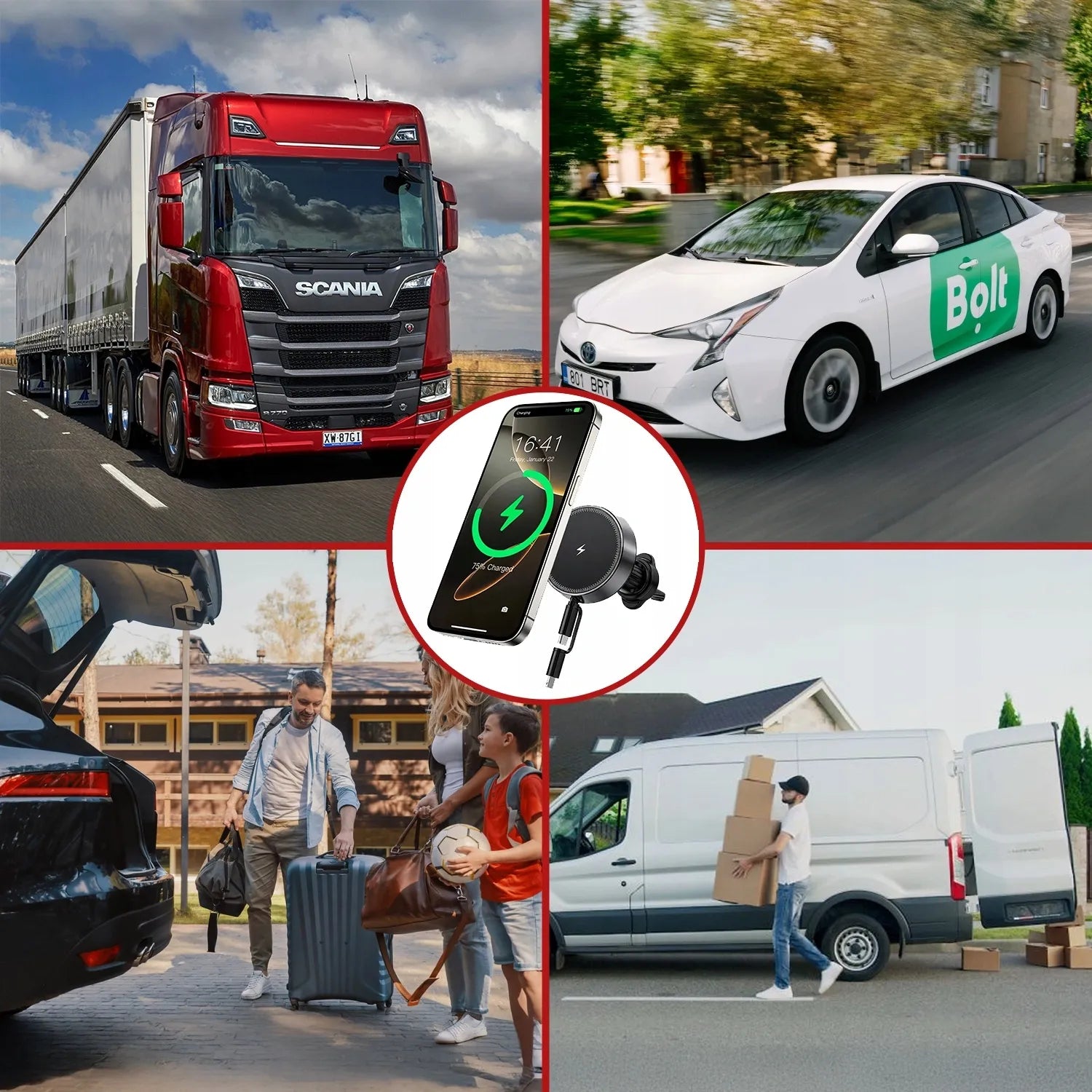 Automobilinis telefono laikiklis su 15W MagSafe belaidžio įkrovimo funkcija - tvirtinamas prie ventiliacijos grotelių