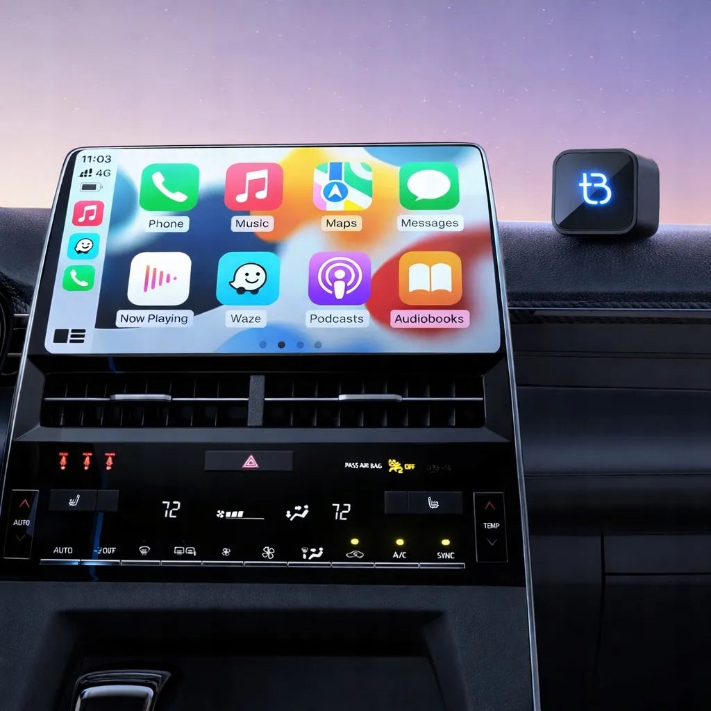 Automobilinis USB-C adapteris "Apple CarPlay" ir "Android Auto" TB CUBE, juodas