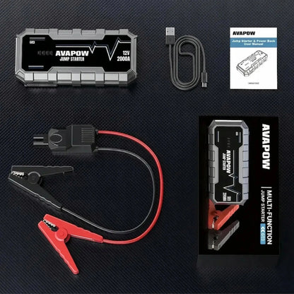 Automobilinis užvedimo įrenginys AVAPOW G03, 2000 A, 12 000 mAh, 12 V, užvedimo starteris
