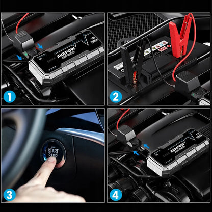 Automobilinis užvedimo įrenginys AVAPOW G03, 2000 A, 12 000 mAh, 12 V, užvedimo starteris