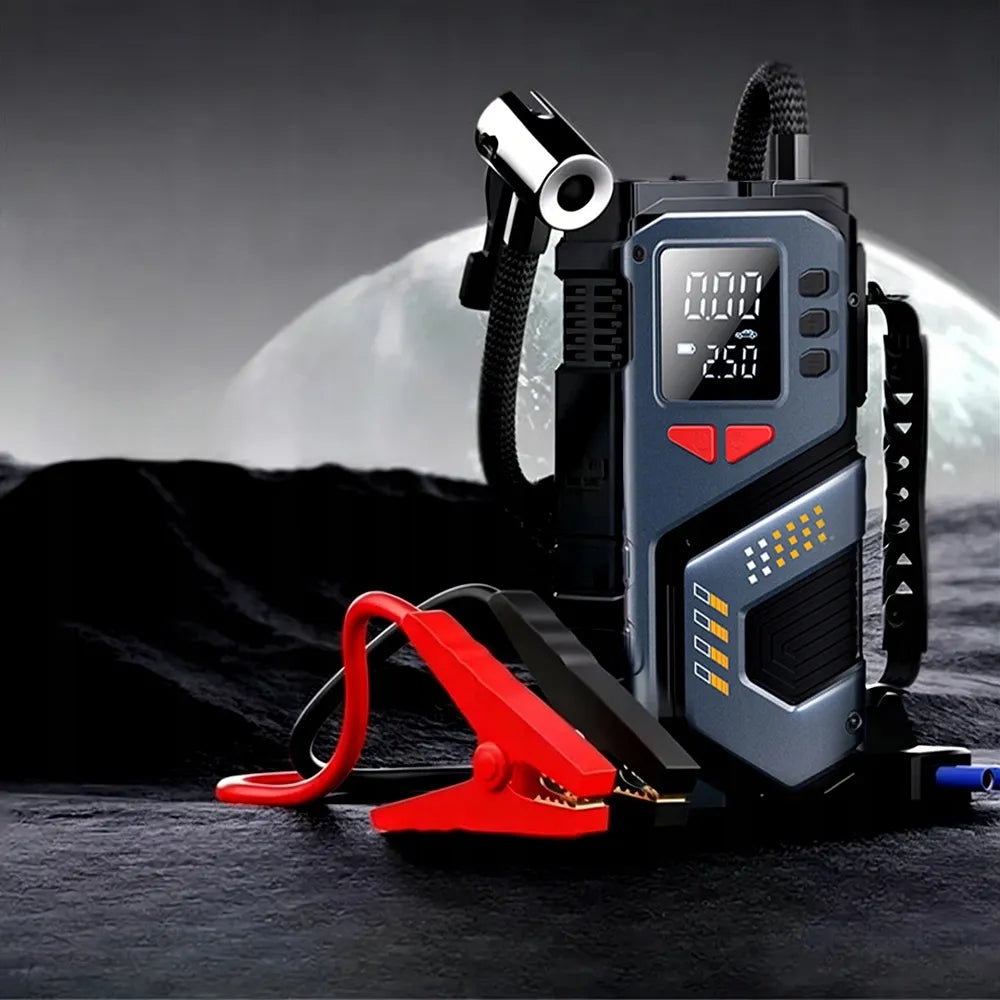 Automobilinis užvedimo įrenginys Booster Jump Starter 8000mAh Powerbank Kompresorius LED