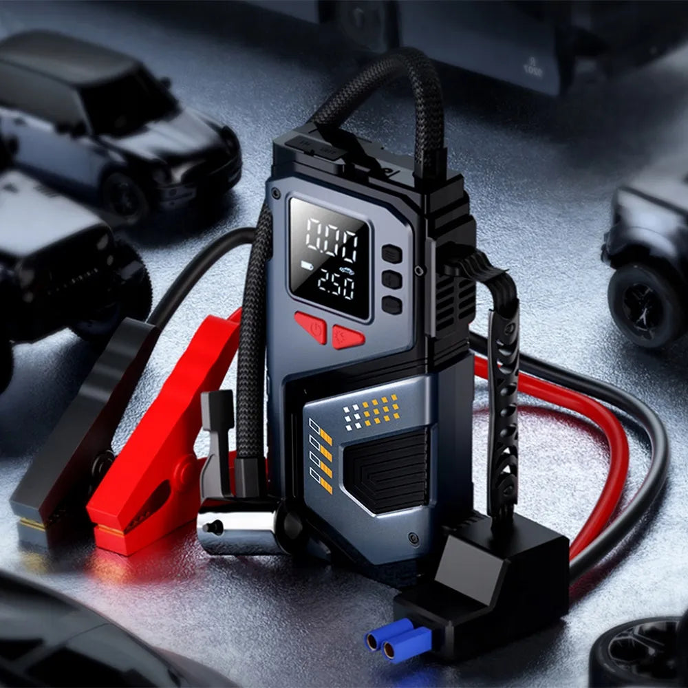 Automobilinis užvedimo įrenginys Booster Jump Starter 8000mAh Powerbank Kompresorius LED