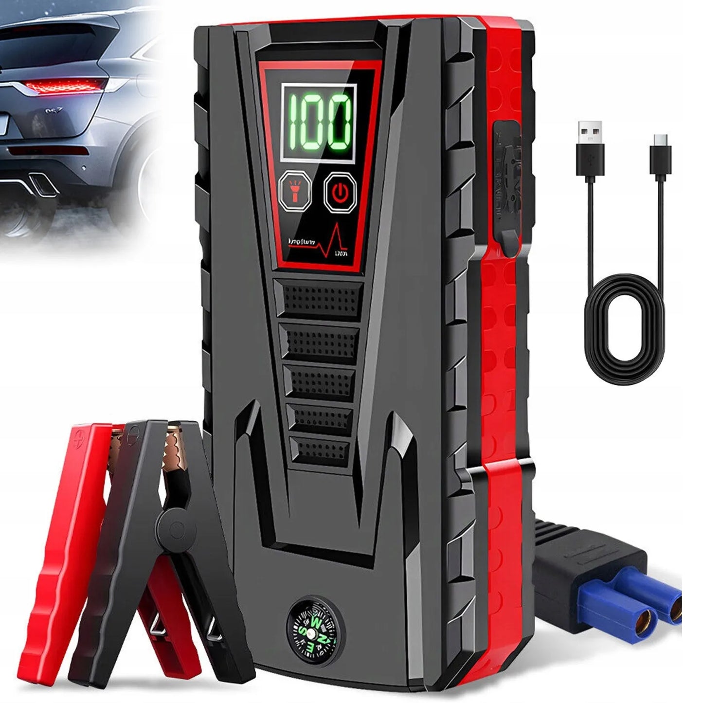 Automobilinis užvedimo įrenginys Jump Starter 12V LCD ekranas 99800mAh